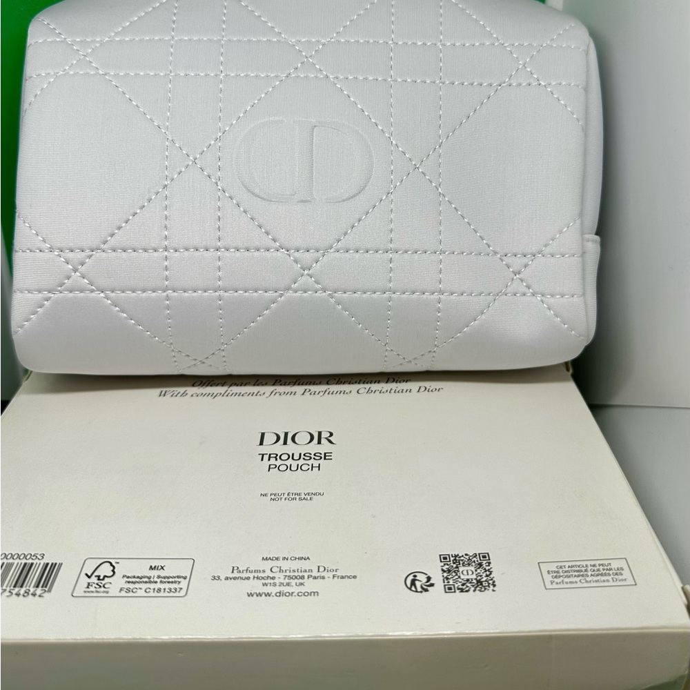 Dior White Quilted CD Trousse Pouch